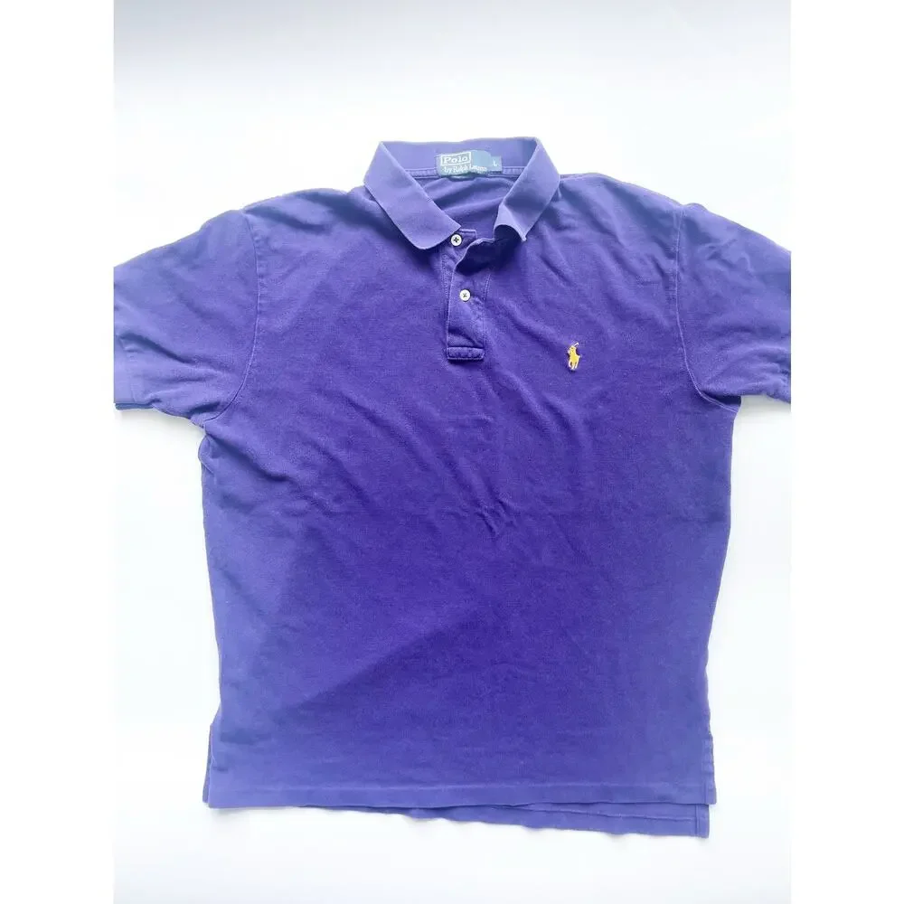 Men's Polo Ralph Lauren Purple Short Sleeve Polo Shirt Size Large